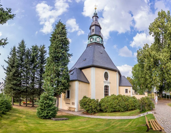 Híres Bergkirche Karácsonykor Falu Seiffen Nyáron — Stock Fotó