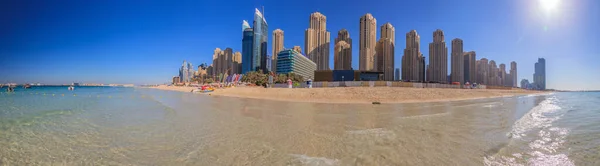 Вид Район Дубайс Марина Відкритого Пляжу Ввечері — стокове фото