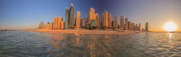Vista Sobre Dubais Marina Distrito Praia Aberta Noite — Fotografia de Stock