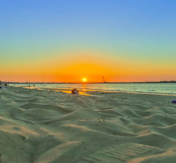 Foto Del Tramonto Sulla Spiaggia Marina Dubai — Foto Stock