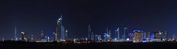 Panoramaudsigt Dubais Skyline Natten Fotograferet November 2016 - Stock-foto