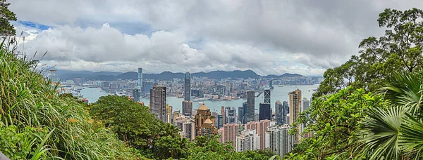 Панорамний Вид Небо Хонгконг Пікового Саду Вікторії Вдень — стокове фото