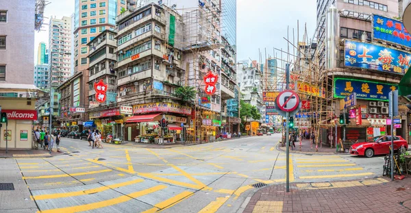 Pouliční Scéna Centra Města Hongkomg Během Dopravní Špičky — Stock fotografie