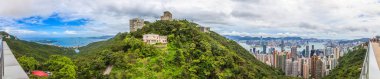 Gündüz vakti Tepe Kulesi 'nden Hong Kong' a panoramik görünüm