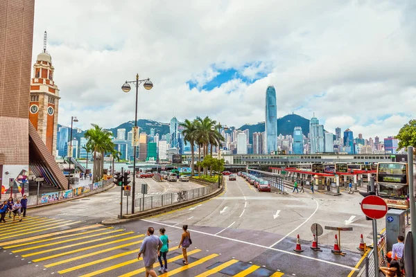 Pohled Trajektový Přístav Victoria Hongkongu — Stock fotografie