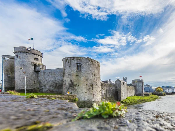 Historic city wall of Limerick with defense towers