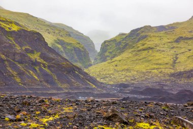 Güney İzlanda 'daki Svinafelljoekull buzulunun panoramik resmi