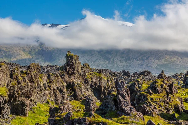Kilátás Snaefellsjoekul Vulkán Nyári Csúcstalálkozójára — Stock Fotó