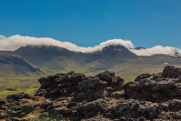 Vista Cumbre Del Volcán Snaefellsjoekul Verano — Foto de Stock