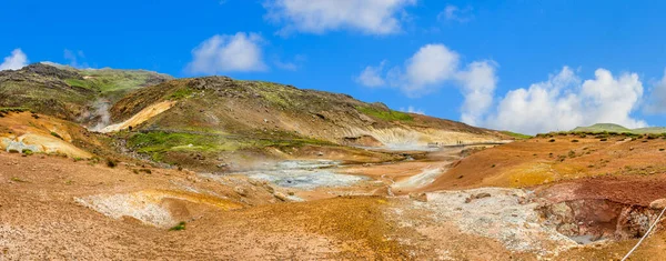 Geotermikus Terület Krysuvik Izlandon Nappal Nyáron Kék — Stock Fotó