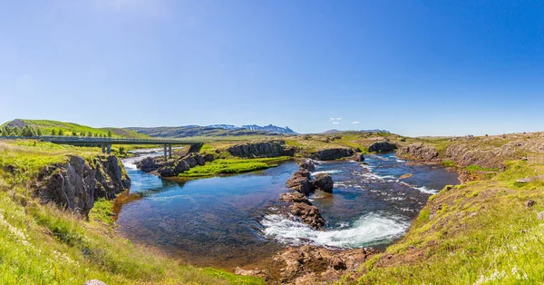 Панорамное Изображение Вулкана Снефеллсджокулл Полуострове Снефеллс Исландии Летом — стоковое фото