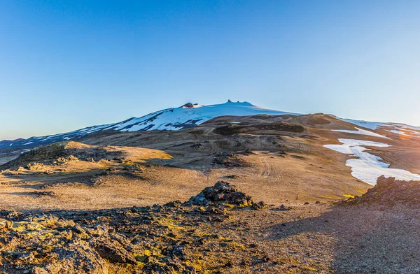 Vista Panorámica Desde Volcán Snaefellsjoekull Sobre Península Snaefells Islandia Verano — Foto de Stock