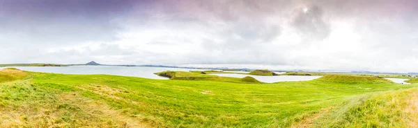 Imagem Panorâmica Vulcão Hverfjall Para Área Lago Myvatn Norte Islândia — Fotografia de Stock