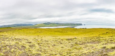 Güney İzlanda 'da yaz aylarında etkileyici bazalt sütunları olan siyah Reynisfjara plajına bakın.