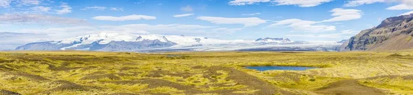 Imagem Panorâmica Das Línguas Glaciares Vatnajoekull Aldeia Hoefn — Fotografia de Stock