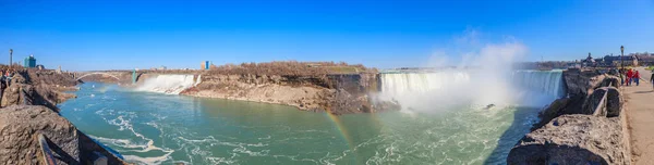 Panorama Niagara Falls Canadian Side Cloudless Blue Skies Winter 2013 — Stock Photo, Image