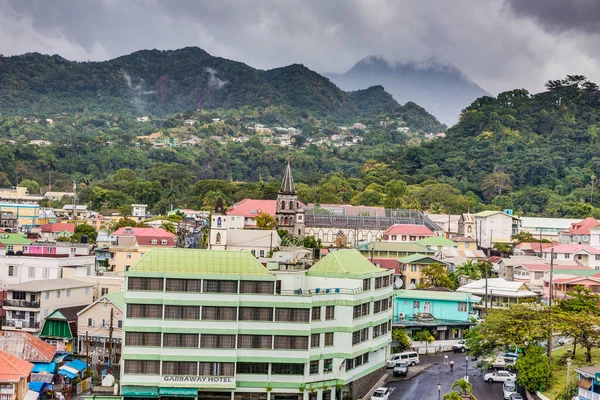 Dominica adasındaki Roseau şehrinin manzarası