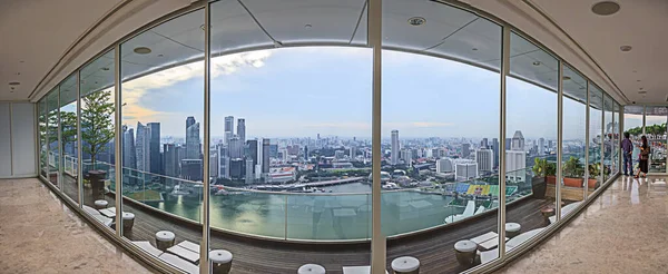 Панорама Садів Затоки Сінгапурі Через Вікно Скляного Фасаду — стокове фото
