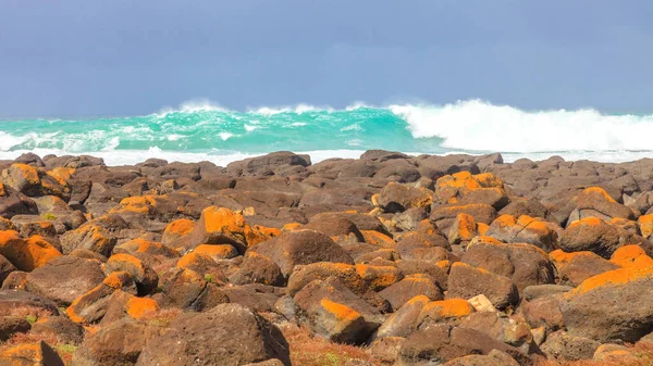 Costa rocosa con olas en Sudáfrica — Foto de Stock