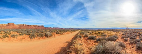 Panoráma Kép Földút Arizona Sivatag — Stock Fotó