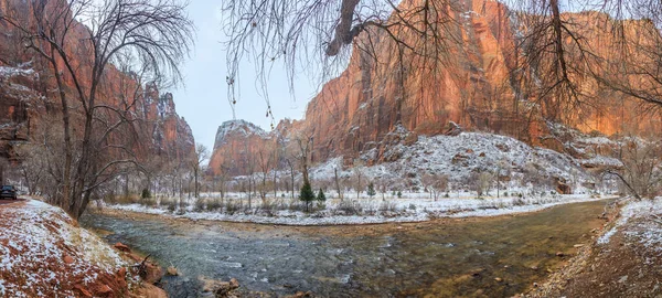 Kışın Zion Ulusal Parkı Ndan Çekilen Panoramik Görüntüler Ocak 2013 — Stok fotoğraf