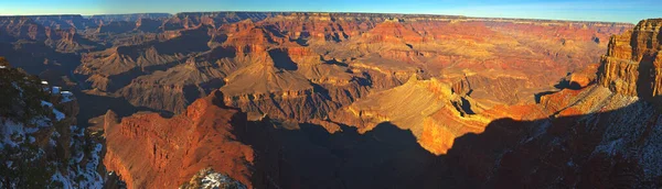 Fotografia Grand Canyon Orla Sul Inverno Com Neve Céus Claros — Fotografia de Stock