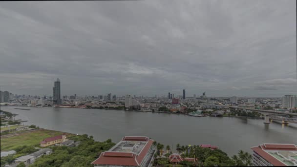 Timelapse Película Sobre Río Chao Phraya Bangkok Durante Atardecer Con — Vídeo de stock