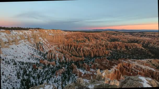 Caducidad Del Amanecer Sobre Cañón Bryce Utah Invierno — Vídeos de Stock