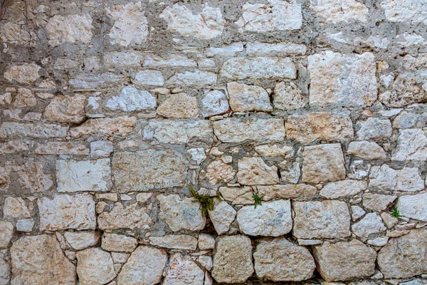 Closeup Old Natural Stone Wall Typical Texture Background Template — Stock Photo, Image