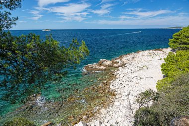 Yazın tipik Istria kıyı manzarasına bak
