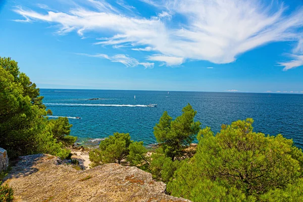 Yazın tipik Istria kıyı manzarasına bak — Stok fotoğraf