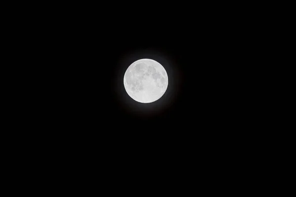 Close Foto Van Glanzende Volle Maan Tijdens Nacht — Stockfoto