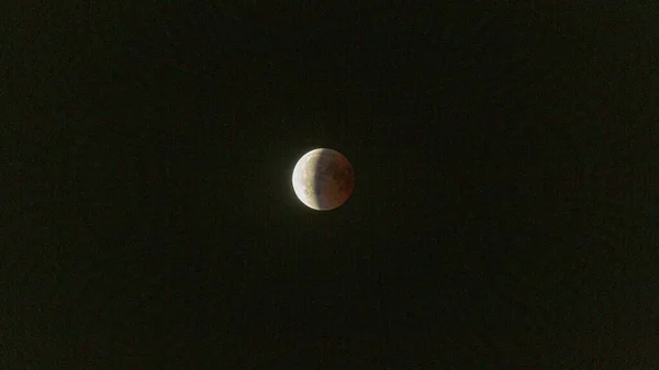Imagen Cerca Luna Sangre Durante Eclipse Lunar Por Noche — Foto de Stock
