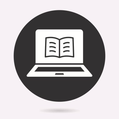 E-öğrenme eğitim simgesi. Akademik çalışma, sembol öğrenin. Vektör illüstrasyon izole. Grafik ve web tasarımı için basit piktogram.