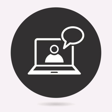 Bilgisayar eğitim kutsal kişilerin resmi. Akademik çalışma, sembol öğrenin. Vektör illüstrasyon izole. Grafik ve web tasarımı için basit piktogram.