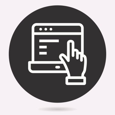 E-öğrenme eğitim simgesi. Akademik çalışma, sembol öğrenin. Vektör illüstrasyon izole. Grafik ve web tasarımı için basit piktogram.