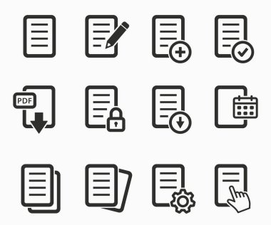 Belge dosya biçimi Icons set - office belgeleri, notlar vektör, değerlendirmek, pano, denetim listesi, ets.
