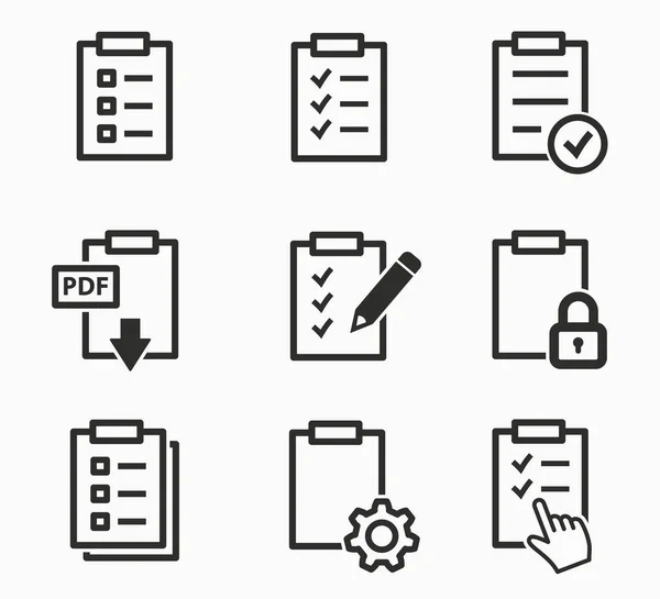 Vector Document Bestandsindeling Archief Office Pdf Business Klembord Selectievakje Icons — Stockvector