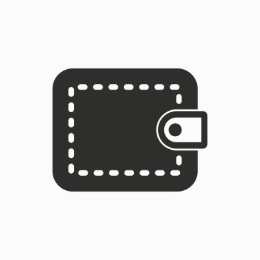 Vektör cüzdan para simgesi. Siyah illüstrasyon izole beyaz. Grafik ve web tasarımı için basit piktogram.