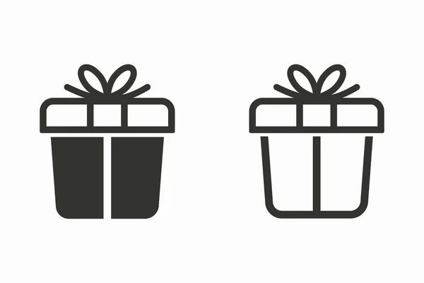 礼品盒惊喜图标 生日礼物 庆祝标志 黑色矢量插图被隔离在白色 图形和网页设计的简单象形文字 — 图库矢量图片