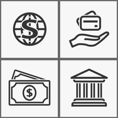Vektör yatırım para Icons set - finansal yatırım illüstrasyon izole beyaz. Grafik ve web tasarımı için basit piktogram.