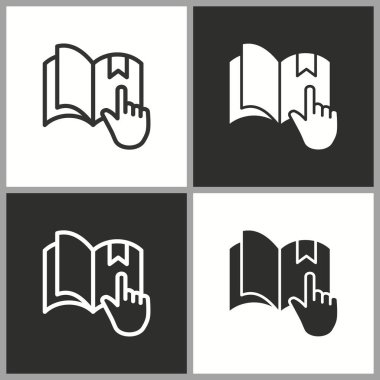 Vektör online eğitim simgesi. Akademik çalışma, öğrenme sembolü. İllüstrasyon izole. Grafik ve web tasarımı için basit piktogram.