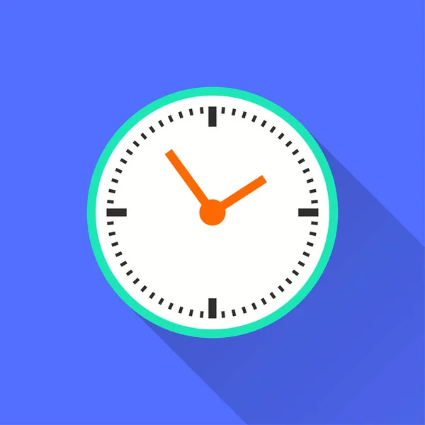 Vector Clock Time Icon Illustration Long Shadow Graphic Web Design — Stock Vector