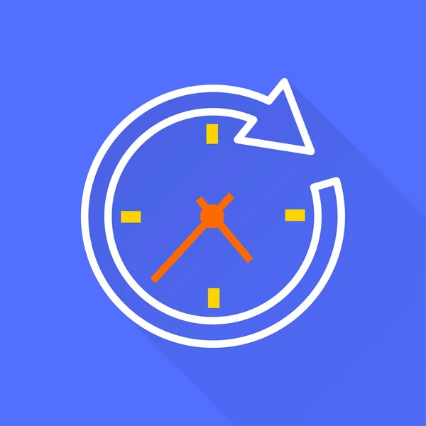 Vector Clock Time Icon Illustration Long Shadow Graphic Web Design — Stock Vector