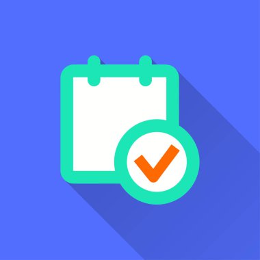 Anket vektör simge uzun gölge ile. İllüstrasyon izole grafik ve web tasarımı için mavi arka plan üzerinde.