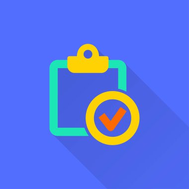 Anket vektör simge uzun gölge ile. İllüstrasyon izole grafik ve web tasarımı için mavi arka plan üzerinde.