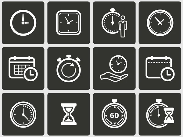 Icônes Vectorielles Horloge Réglées Illustration Isolée Sur Fond Noir Pour — Image vectorielle