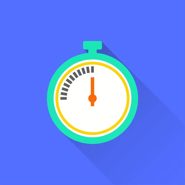 Stopwatch Vector Icon Long Shadow Illustration Isolated Blue Background Graphic — Stock Vector