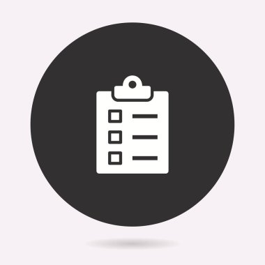 Denetim listesi simgesi. Vektör illüstrasyon izole. Grafik ve web tasarımı için basit piktogram.