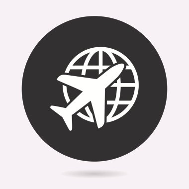 Uçak simgesi. Vektör illüstrasyon izole. Grafik ve web tasarımı için basit piktogram.